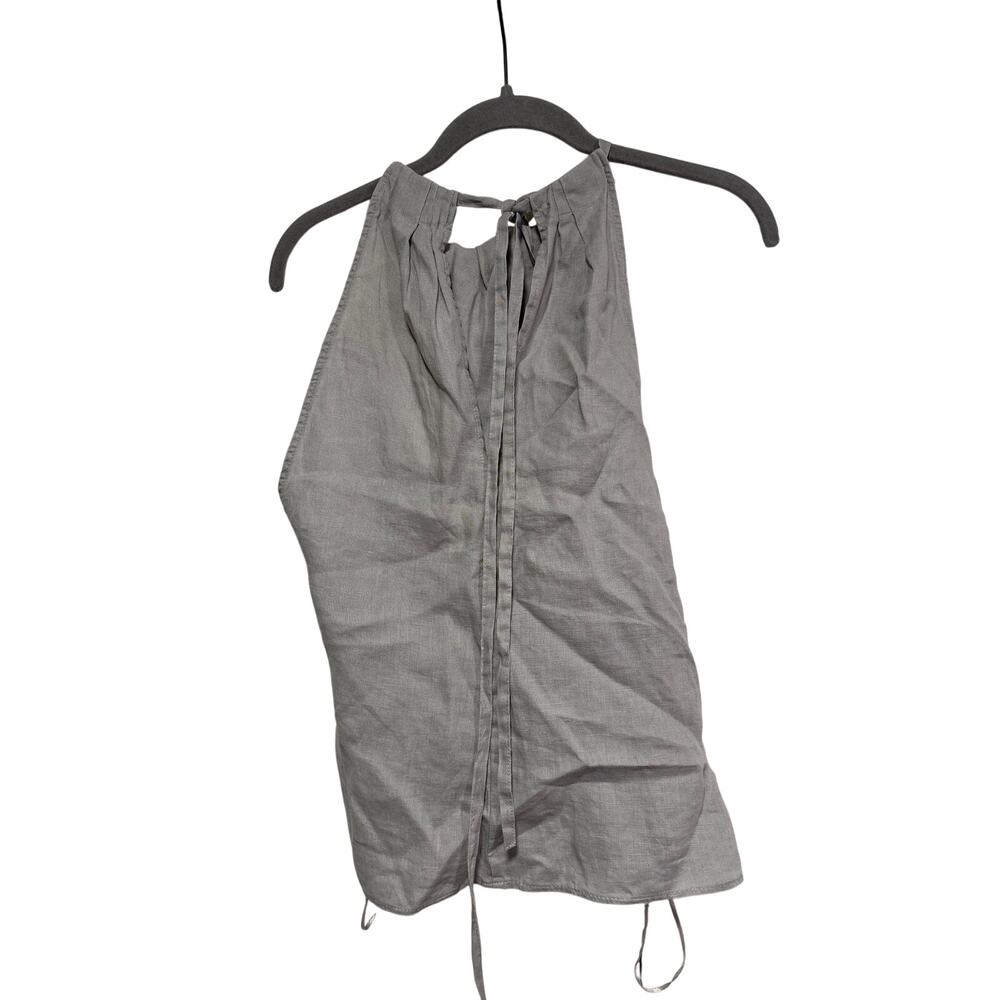 Zara Gray Halter Tie Back Linen Top S - Picture 8 of 8